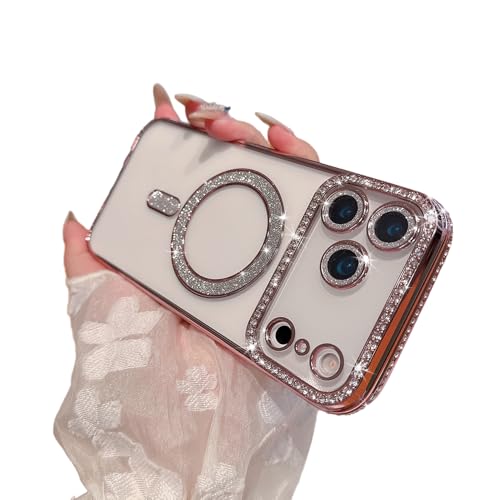Coque compatible Magsafe pour iPhone Air antichoc et galvanisée rose