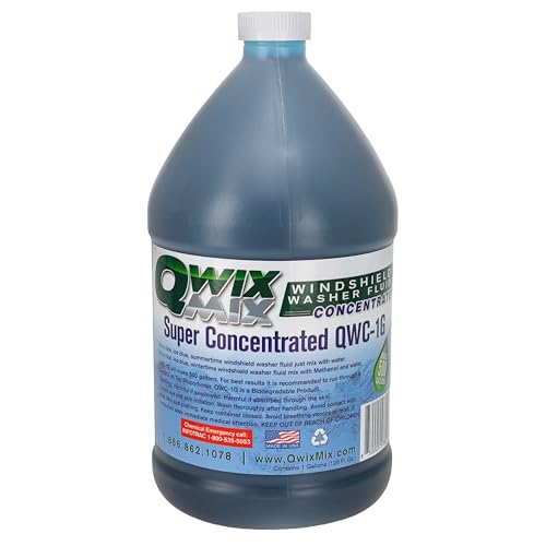 Qwix Mix 1-Gallon Windshield Washer Fluid Concentrate, Makes 500 Gallons, Biodegradable Bug, Grime & Dirt Remover Fluid, Commercial-Grade Streak-Free Glass Cleaner for Cars, Trucks & Fleets