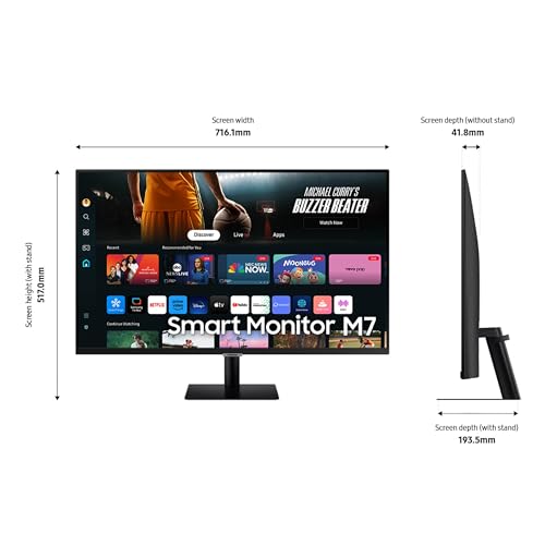 SAMSUNG 32-Inch M7 (M70D) Series 4K UHD Smart Monitor with Streaming TV, Speakers, HDR10, USB-C, Multiple Ports, Gaming Hub, SolarCell Remote, Vision Accessibility Tools, LS32DM702UNXGO, 2024, Black by Samsung - Image 4