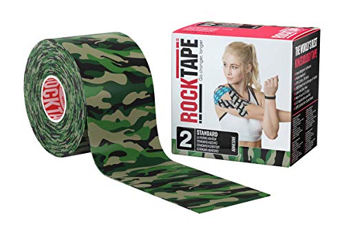 RockTape Unisex Std Kinesiology Tape, Beige, Uncut Roll-5cm Wide, Camo Green