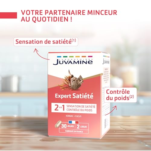 JUVAMINE - Expert Satiété 2-en-1 - Contrôle du poids - Sensation de satiété - Konjac - Fucus - Programme 30 jours - 60 gélules - 2 gélules par jour - Fabriqué en France – Image 4