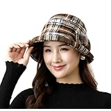 [Electric Circus] 折りたたみ 帽子 レディース ハット チェック柄 つば付き 日よけ ぼうし 防寒 旅行 プレゼント (ブラウン) かっこいい かわいい おしゃれ 人気 大人 女性 帽 医療 用 冬 頭 UV 対策 ホウシ ほうし おばあちゃん ベレー ハンチング キャスケット ニット帽子 柄 ニット帽 婦人帽 ブラウン 秋 冬 クリスマス