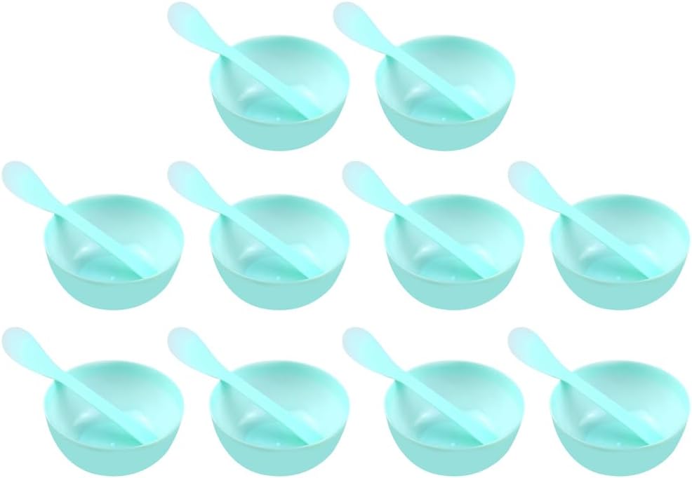 10Sets Crystal Mud Mixing Bowls Set with Spoons - Makeup Bowl Crystal Mud Mixing Bowls Plastic Glue Mixer for Makeup Crafts