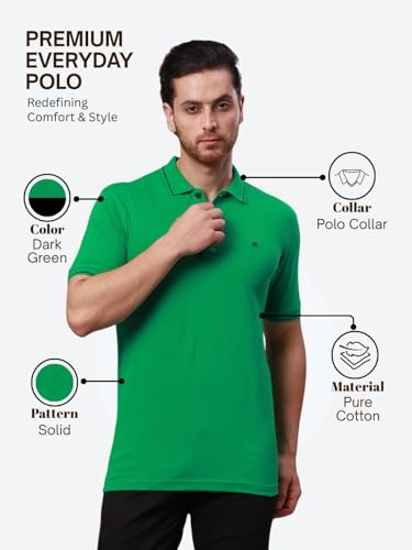 Image of Raymond Contemporary Fit Pure Cotton Solid Pattern Polo Neck Casual T-Shirt