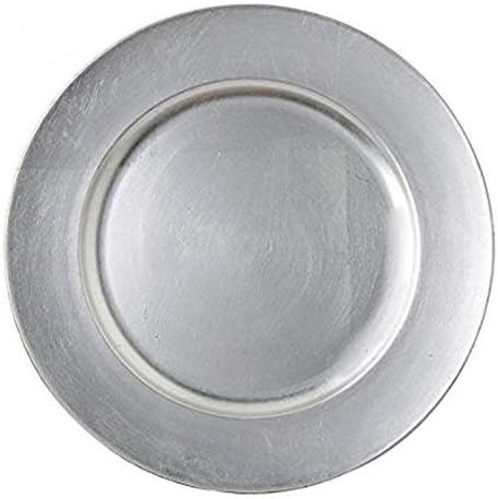 Tiger Chef 13-Inch Silver Metallic Charger Plates, Set of 2,4,6, 12 or 24 Dinner Chargers (12-Pack Silver Chargers Plates)