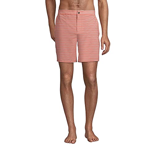 Lands' End Men's Sunset Swim Short 7 Inch Orange/Cobalt Stripe Regular XX-Large