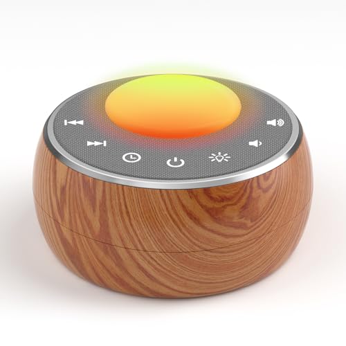 Peakeep White Noise Portable Sound Machine Sleeping Light for Adults Baby, Loud Clear Speaker, 25 Hours Continuous Audio 27 Noise Fan Nature No-looping Sounds, 30 Volume, Battery Operated