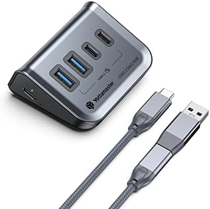 Yottamaster 4 Port USB 3.0 Hub, Powered USB Hub 5V / 2A, Type C to USB 3.2 Gen1 Data Hub with 3USB-A & SD/TF Card Reader for Laptop, iMac, Surface Pro, XPS, Mobile HDD, and More(1.6ft)