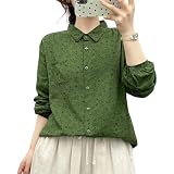 [Hanmall] 小花柄 ガーゼ ブラウス シャツ レディース 長袖 二重ガーゼ 綿100 花柄 部屋着 ルームウェア トップス 羽織り 前開き 柔らかい 通気性 カジュアル ゆったり 夏 春 秋 4色2サイズ M/L【SLL243】 [並行輸入品]