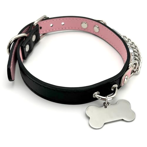 EverGlimp Leather Choker Collar Necklace For Women,Cute Skull Gothic Punk Rock Choker Necklace Collars (BONE-PUPPY LEASH, PINK) by EverGlimp - Image 6