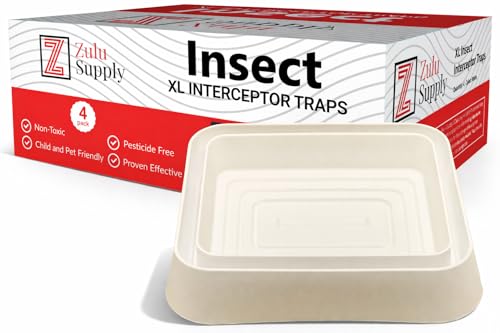 Zulu Supply XL Bed Bug Interceptors, Traps, 4 Pack, White, Extra Large, Bedbug Monitor, Insect Detector for Bed Legs or Furniture