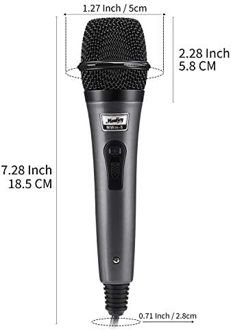 Moukey Dynamic Microphone, Home Karaoke Microphone with 13 ft XLR Cable, Cardioid Metal Handheld Wired Mic for Singing/Speech/Stage/Party, Compatible Speaker/Amp/Mixer/Karaoke Machine, Grey