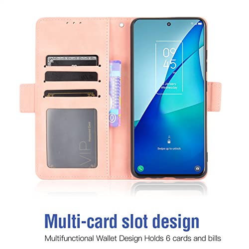 Asuwish Compatible with TCL 20S/20 5G/20L/20L+ Plus Wallet Case and Tempered Glass Screen Protector Card Holder Credit ID Slot Flip Cell Accessories Phone Cover forTCL20S TCL20L+ Women Men Rose Gold - Image 3