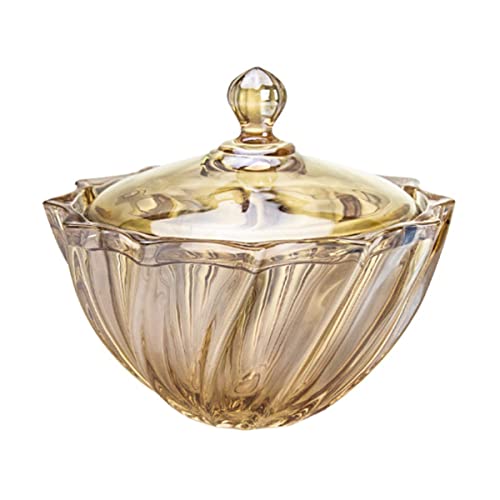 Sizikato Golden Glass Candy Dish with Lid, Living Room Decor Nut Plate Fruit Bowl. by Sizikato - Used condition - US$16.48