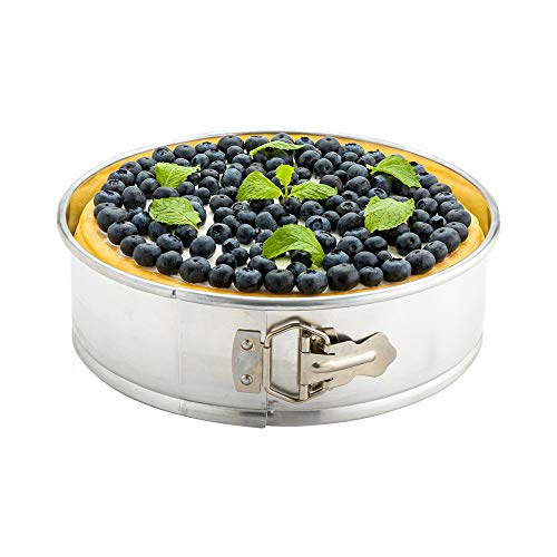 Restaurantware Met Lux 9 Inch Round Cake Pan, 1 Springform Springform Pan - Removable Bottom, Release Latch, Silver Aluminum Cheesecake Pan, For Baking Desserts #TOP16