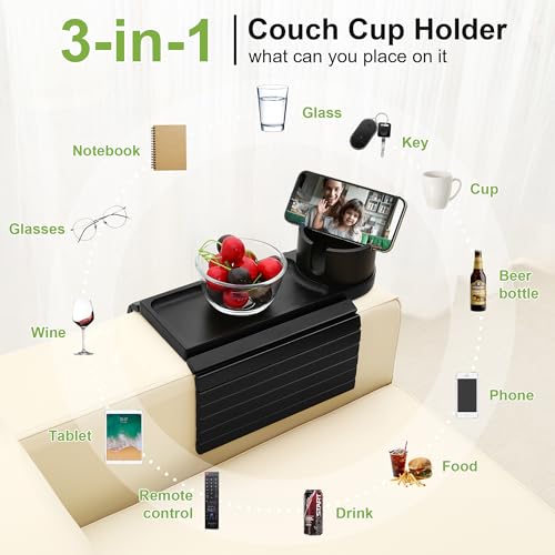 Couch Cup Holder with Phone Stand, Couch Arm Tray for Armrests Over 4.9" by AISONGDONG - Used condition - Image 6