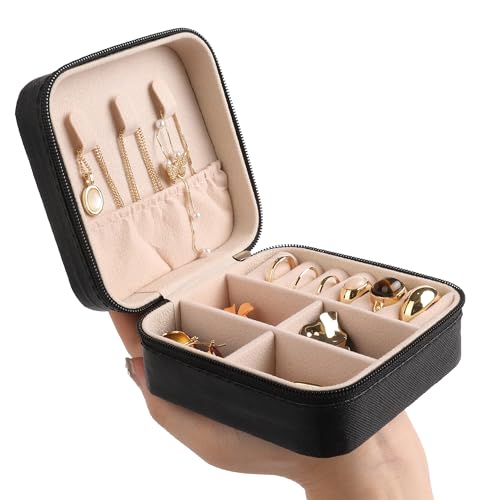 Image of Travel Jewelry Case Box Organizer, Small Jewelry Storage Box,Black,1 Pcs