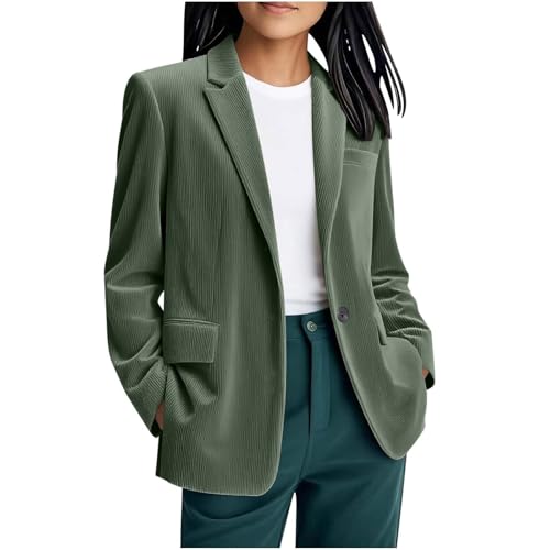 Womens Corduroy Blazer Jacket Dressy Casual Lapel Collar Business Suit Jacket Fall Trendy Work Outerwear with Pocket