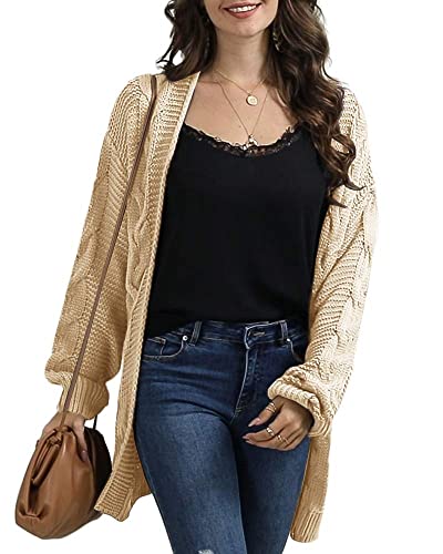 Image of Womens Oversized Chunky Open Front Cardigan Sweaters Cable Knit Long Sleeve Cardigans Outwear Coats