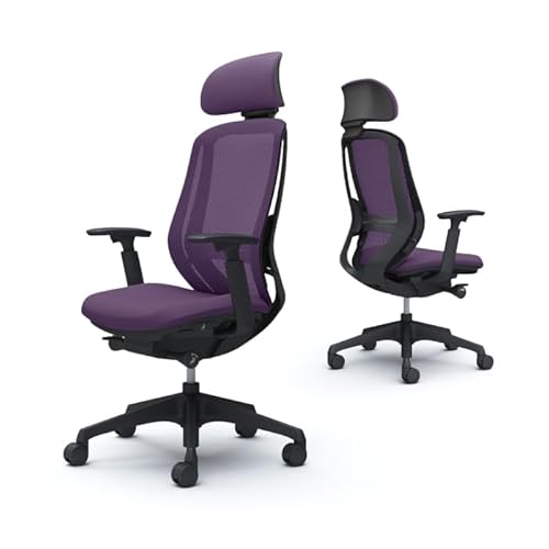 オカムラ(岡村製作所) [パープル]オフィスチェアオカムラ シルフィー ブラックボディ (可動ヘッドレストタイプ) AKAA020-1