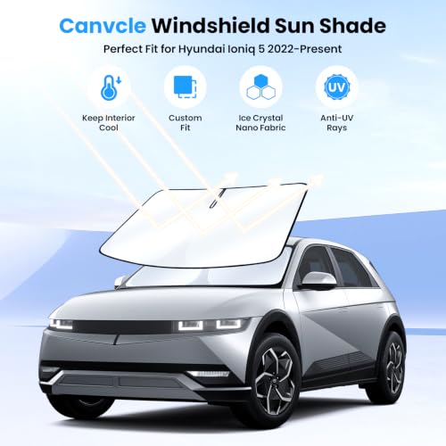 Image of Canvcle Windshield Sun Shade for Hyun-dai Ioniq 5 Accessories 2022-2025 2026 Upgraded Double-Layer Front Window Sunshade Cover Sun Visor Protector Foldable Block UV Rays Keep Vehicle Cool