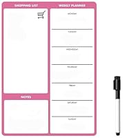 TMS Magnetic Weekly Planner and Dry Wipe Pen, Meal Planner and Shopping List, Fridge Whiteboard for Meal Prep, Notes and Reminders, Daily Plan - Dry Erase Memo Board, Kitchen or Office