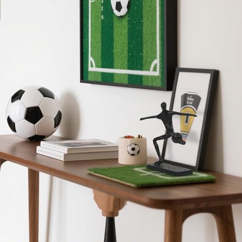 Estatua abstracta de jugador de fútbol de hierro fundido miniatura 3