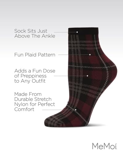 Image of MeMoi Women's Perfect Plaid Stretch Anklet Sock