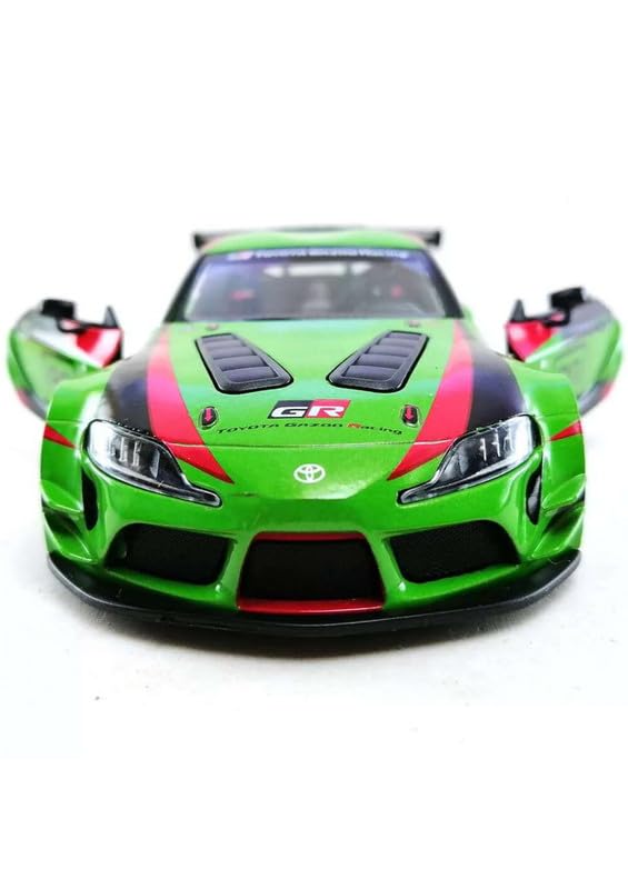 Image of Exquisite 1:36 GR Supra Racing Edition Die-Cast Model Car Toy for Kids - Stunning Metallic Design, Openable Doors, and Pull-Back Action - Perfect Collectible or Gift Racing Green