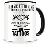 Samunshi® Ich denke an Tattoos Tasse - Geschenk | Kaffeetasse Teetasse Kaffeepott Kaffeebecher Becher