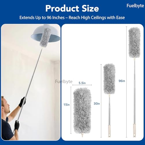 Image of Fuelbyte Fan Cleaning Duster with Long Extendable Handle for Ceiling Fan | Microfiber Duster for Home Cleaning | Spider Web Cleaner Brush | Ceiling Fan Cleaner | Dusting Stick for Home Cleaning