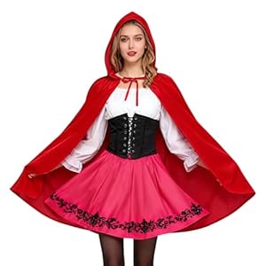 RAOPNHS Rotkäppchen Umhang Aus Samt 80cm, Rotkäppchen Kostüm Mit Kapuze, Kostüm Damen Rotkäppchen Für Karneval Kostüm Damen & Faschingskostüme, Eleganter Roter Umhang