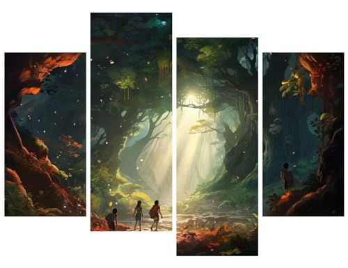 Peinture Diamant 5D Complet forêt | Kit de 4 tableaux paysage XXL