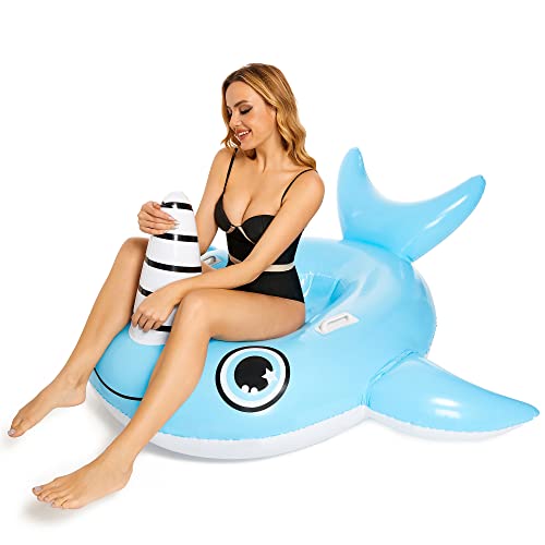Triumpeek Inflatable Narwhal Pool Float, 51" Novelty Whale Pool Floaties, Adorable Fun Water Inflatable Ride-On For Summer Swimming Pool Party Decoration Toys For Adults #TOP3