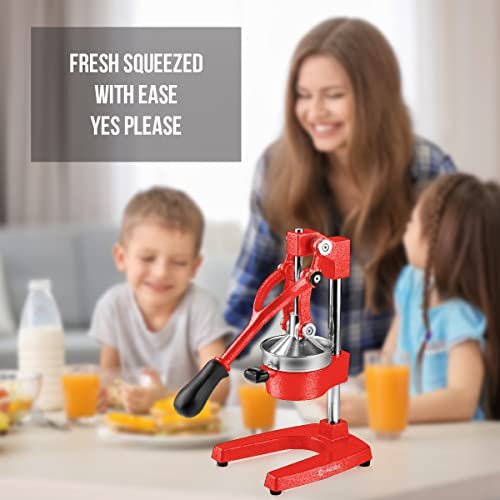 Eurolux Ultra-Premium Cast Iron Juicer | Extra-Large, Heavy Duty, Commercial Grade, Stainless Steel Manual Hand Press Citrus Squeezer For Fresh Orange Juice, Pomegranate, Lemon, and Much More (Red) by Eurolux - Image 7