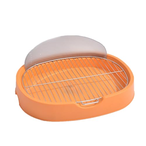 Removable Mesh Dog Toilet Portable Pet Potty Dogs Potty Stainless Steel Mesh Frame Easy to Clean Splash-proof Baffle Design Suitable for Small Dogs Can Be Use with Urine Pads / Dog Litter(Orange)