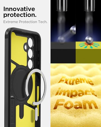 Image of Spigen for Galaxy S24 FE Case, Tough Armor MagFit [Kickstand] [Compatible with MagSafe] [Military-Grade Protection] - Black