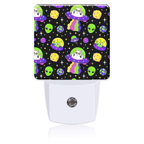 Image of Alien and Cat Night Light,Plug into Wall with Dusk to Dawn Light Sensors,LED Nightlights for Bedroom,Bathroom,Kitchen,Hallway,Room Decor for Boys Girls Women Men