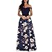 Produktbild Damen Kleider Sommer Damen Kleider Sommer Urlaub Kleid Casual Ballkleid Tube Top V-Ausschnitt Kurzarm Kleid Bohemian Print Kleid Lang Rock Casual Party, blau, S