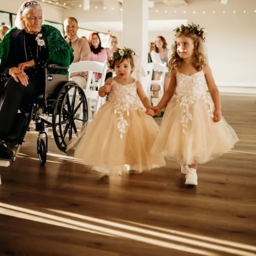 Tulle Appliques Flower Girl Dress Tea Length Lace Kid's Birthday Party Dress Girls Spaghetti Pageant Dress3