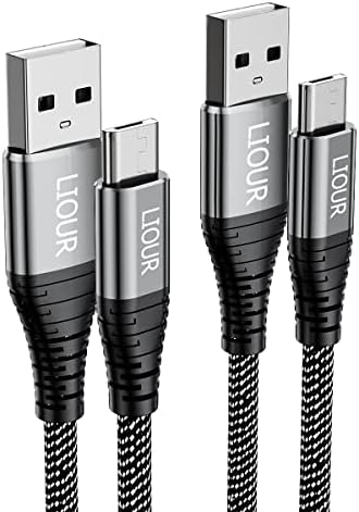 Micro USB Android Cable, USB to Micro2.0 Cable (2 Pack, 3 M), Nylon Braided Fast Charging Cable, Compatible with Samsung, Kindle, Android Phones, Galaxy S7 Edge, Moto G5, PS4 (Black)