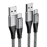 Micro USB Kabel Android, USB auf Micro2.0 Kabel (2er-Pack, 3 m), Nylongeflochtenes Schnellladekabel, kompatibel mit Samsung, Kindle, Android-Telefonen, Galaxy S7 Edge, Moto G5, PS4 (Schwarz)