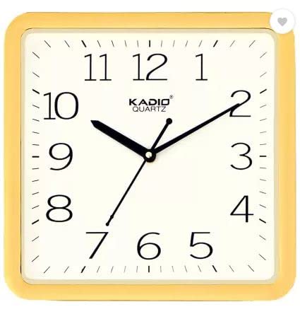 Kadio Analog 25 cm X 25 cm Wall Clock (Gold, with Glass, Standard) at Rs. 195