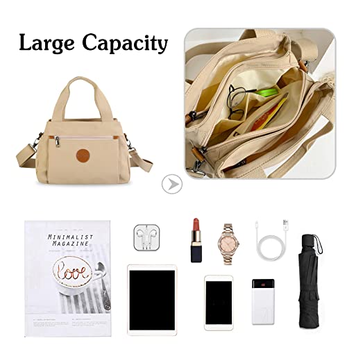 PORRASSO Women Crossbody Bag Casual Handbag Multi-pocket Shoulder Bag Nylon Tote 6