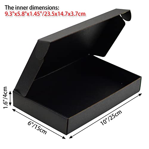 Black Shipping Boxes For Small Business, 10*6*1.6 Inches, Pack Of 12, Corrugated Cardboard Boxes For Shipping, Packaging, Storage, Craft Gifts Giving #TOP1