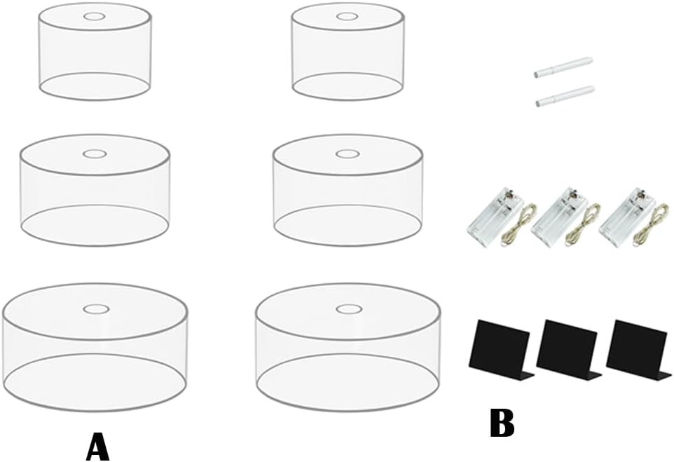 コレクションやデザート用の白いアクリル製ビュッフェ台、ケーキスタンド、テーブルディスプレイスタンド、食品ディスプレイスタンド, カバ