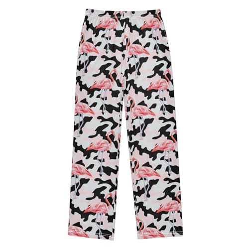 Flamingo Camouflage Boys Long Pants Soft Trousers Elastic Waist Kids Lounge Bottoms with Pockets S-XL