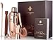 Rusty Barrel Cocktail Kit Modelo Chelsea - Gran Coctelera Manhattan Oro Rosa de Acero Inoxidable, Mortero, Colador, Vaso Medidor, Vertedor Cuchara y Libro Recetas - Presentada en Lujosa Caja Regalo