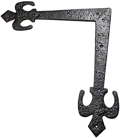 Adonai Hardware Chilmad Decorative Black Antique Iron Dummy Corner Door Strap/L-Bracket (Supplied as 2 Pieces per Pack) - Black Powder Coated