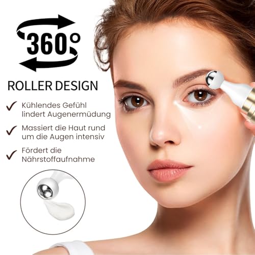 Koffein Augencreme, Niacinamide Augencreme Gegen Falten und Augenringe, Anti-Aging & Friming Eye Cream mit Augenroller, Feuchtigkeits Augenpflege Reduziert Schwellungen, Augenserum Gegen Tränensäcke